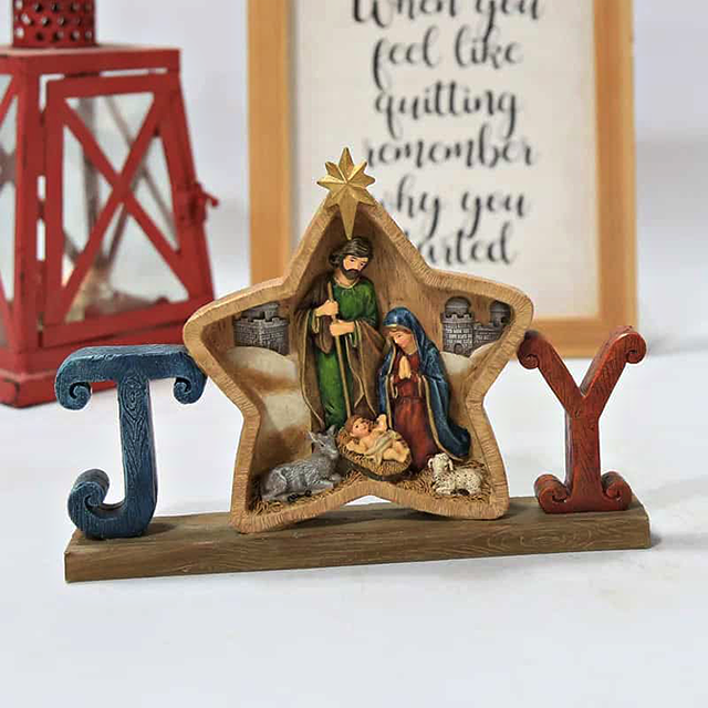 La Sacra Famiglia - Figurina di Presepe in Resina